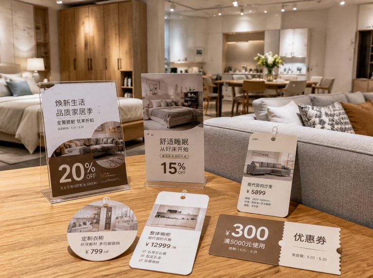 博野县家具门店单页海报与吊牌